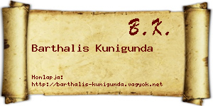 Barthalis Kunigunda névjegykártya